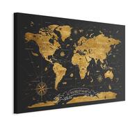 murando Cuadro en Lienzo Mapamundi 120x80 cm Impresión de 1 Pieza Material Tejido no Tejido Impresión Artística Imagen Gráfica Decoracion de Pared - World Map Continentes Negro k-A-0490-b-a