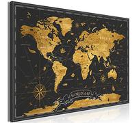 murando Cuadro en Lienzo Mapamundi 90x60 cm Impresión de 1 Pieza Material Tejido no Tejido Impresión Artística Imagen Gráfica Decoracion de Pared - World Map Continentes Negro k-A-0490-b-a