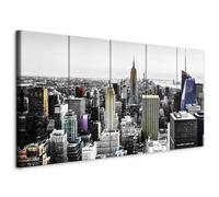 murando Cuadro en Lienzo New York 200x80 cm Impresión de 5 Piezas Material Tejido no Tejido Impresión Artística Imagen Gráfica Decoracion de Pared Ciudad City d-C-0069-b-m