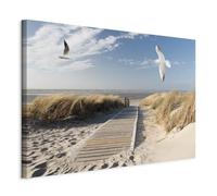 murando Cuadro en Lienzo Paisaje 120x80 cm Impresión de 1 Pieza Material Tejido no Tejido Impresión Artística Imagen Gráfica Decoracion de Pared playa aves marinas gaviotas c-C-10027-b-a
