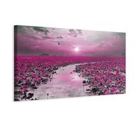 murando Cuadro en Lienzo Paisaje 150x50 cm 1 parte Impresión en Material Tejido no Tejido Impresión Artística Imagen Gráfica Decoracion de Pared - Design Flores Sol Prado Río c-B-0332-b-c