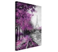 murando Cuadro en Lienzo Paris 80x120 cm impresión en material tejido no tejido impresión artística fotografía imagen gráfica decoración de pared Paisaje Arbol grau Rosa d-C-0099-b-d