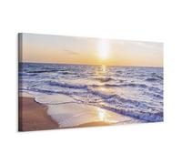 murando Cuadro en Lienzo Playa Mar 150x50 cm 1 Parte Impresión en Material Tejido no Tejido Impresión Artística Imagen Gráfica Decoracion de Pared Puesta del Sol Sunset c-B-0389-b-d