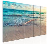 murando Cuadro en Lienzo Playa Mar 225x90 cm Impresión de 5 Piezas Material Tejido no Tejido Impresión Artística Imagen Gráfica Decoracion de Pared Sol Cielo Aqua c-B-0358-b-m