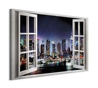 murando - Cuadro en lienzo Vista de la Ventana 120x80 cm 1 pieza Impresión en Material Tejido no Tejido Impresión Artística Imagen Decoracion de Pared New York Ciudad a d-C-0068-b-a
