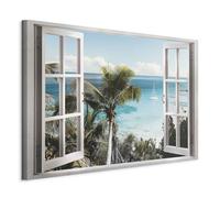 murando Cuadro en Lienzo vista de la ventana 90x60 cm 1 parte Impresión en material tejido no tejido impresión artística fotografía decoración de pared - Mar Playa Isla c-C-0411-b-a