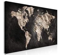 murando Cuadro Mega XXXL Mapamundi 170x85 cm Cuadro en Lienzo en Tamano XXL Estampado Grande Gigante Imagen Para Montar por uno Mismo Decoración De Pared Impresión DIY negro k-A-0296-ak-e