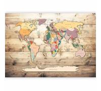 murando Fotomurales Mapamundi 343x256 cm XXL Papel pintado tejido no tejido Decoración de Pared decorativos Murales moderna Diseno Fotográfico Madera Mapa del mundo k-B-0009-a-b