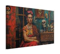 murando - HandArt Cuadro en Lienzo Frida Kahlo 120x80 cm 1 Pieza | impresión con textura y un gel acrílico cuadros decoracion salon modernos Reproducción Retrato Mujer Colorido