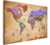 murando - Mapa del mundo pinboard 90x60 cm 1 parte No Tejido XXL Estampado Memoboard Decoración De Pared Impresión Artística Fotografía Gráfica Poster - Mapa Vintage Cork board k-A-0381-p-a