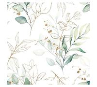 murando Papel Pintado Hojas 10m Fotomurales tejido no tejido rollo Decoración de Pared decorativos Murales XXL Papel de Parede moderna de Diseno Fotográfico golden Blanco Verde Ramas b-B-0570-j-a