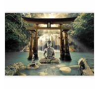 murando PREMIUM Fotomurales Buda Paisaje 150x105 cm Papel pintado tejido no tejido Decoración de Pared decorativos Murales moderna de Diseno Fotográfico Zen Spa Cascada p-A-0033-a-b