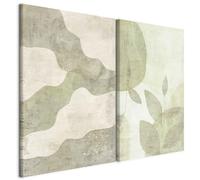 murando - Set De 2 Cuadros Insonorizado Modulares Olas y hojas 120x90 cm 2 Pieza 60x90 cm Cada - Conjunto De 2 - Pintura Acústica Cuadro Lienzo Habitacion Matrimonio - a-H-10148-b-a
