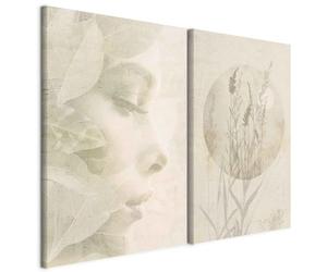 murando - Set De 2 Cuadros Insonorizado Modulares Rostro de mujer y flores 120x90 cm 2 Pieza 60x90 cm Cada - Conjunto De 2 - Pintura Acústica Cuadro Lienzo Habitacion Matrimonio - a-H-10151-b-a