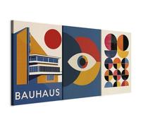 murando - Set De 3 Cuadros Collage Estilo Bauhaus 120x60 cm 3 Piezas 40x60 cm Cada - Conjunto De 3 - Cuadro Para Pared Arquitectura Pintura Lienzo Habitacion Matrimonio - a-H-10124-b-a