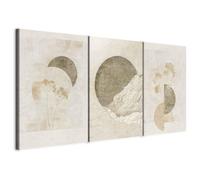 murando - Set De 3 Cuadros Collage Fondo beige 120x60 cm 3 Piezas 40x60 cm Cada - Conjunto De 3 - Cuadro Para Pared Floral Pintura Lienzo Habitacion Matrimonio - a-H-10158-b-a