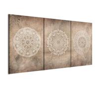 murando - Set De 3 Cuadros Collage Mandala beige 120x60 cm 3 Piezas 40x60 cm Cada - Conjunto De 3 - Cuadro Para Pared Naturaleza Pintura Lienzo Habitacion Matrimonio - a-C-10063-b-a