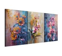 murando - Set De 3 Cuadros Fonoabsorbentes Modulares Floral 120x60 cm 3 Piezas 40x60 cm Cada - Conjunto de 3 - Acústica Cuadro Lienzo Habitacion Matrimonio - Bodegón - b-H-10208-b-a