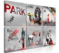 murando - Set de 6 Cuadros en Lienzo Collage Banksy - Tamaño 40x40 cm Cada Cuadro - Juego de 6 Piezas XXL Decorativas de Pared Lienzos Multiple Habitación Impresión en Material - Mono i-A-0162-b-q