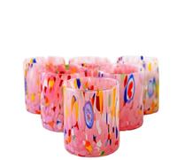MurArt Juego de 6 vasos de Murano de 400 ml, colección Torre, en vidrio soplado a mano, fabricado en Italia, color rosa, 6 unidades