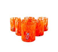 MurArt Juego de 6 vasos de Murano de 400 ml, colección Torre, en vidrio soplado a mano, fabricado en Italia, color naranja, 6 unidades