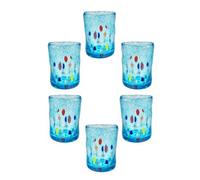 MurArt Shot di Murano - Juego de 6 vasos alt. 6,5 de vidrio soplado a mano de elaboración artesanal Colección Eleganza Made in Italy. (1, Aguamar)