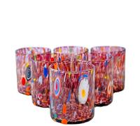 MurArt Vasos de Murano, juego de 6 vasos de 300 ml, colección Tower, de vidrio soplado a mano de elaboración artesanal Made in Italy