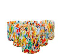 MurArt Vasos de Murano, juego de 6 vasos de 400 ml, colección Tower, de vidrio soplado a mano de elaboración artesanal Made in Italy (multicolor, vaso 6 unidades)