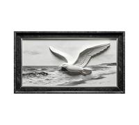 Murazorika Arte de pared grande 3D, gaviota blanca volando sobre olas del océano, escena costera de playa, autoadhesivo, extraíble, tela mate, decoración de pared para sala de estar, dormitorio