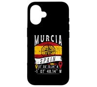 Murcia Bandera España Coordenadas GPS De Murcia Carcasa para iPhone 16