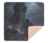 Murciélago - Castillo embrujado, grande, antideslizante, para actividades de bebé, para interiores y exteriores, no tóxico, tapete de actividades para bebés pequeños, 50 x 50 pulgadas