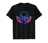 Murciélago con Auriculares Que balancea el Cielo Nocturno para Adultos y niños Camiseta