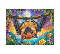 Murciélago en el Campo de Flores Puzzles 500 Piezas Impossible 3D Moon Woods Flora Rompecabezas para Adultos Desafío Intelectual Estera Portátil DIY Moderno Creativo 500 PCS