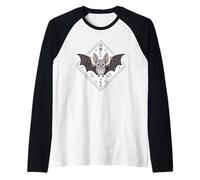 Murciélago japonés Kawaii - Chibi de Halloween Espeluznante Camiseta Manga Raglan