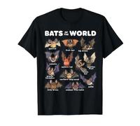 Murciélagos del Mundo Lindo ilustración de Dibujos Animados Camiseta gráfica económica, Hombre, Negro, S