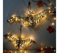 Murcielagos Halloween Decoracion, Luces de Murciélago LED 3D Colgantes | con Temporizador, Funcionamiento a Pilas, 3D Murciélagos LED Luminosos, para Windows, Pared, Jardines, Fiestas de Halloween