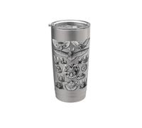 Murciélagos Ilustración científica Dibujo Biología Arte Halloween Vaso térmico de acero inoxidable de doble pared