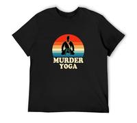 Murder Yoga Vintage Sunset Funny Brazilian Martial Arts Men's Cotton T-Shirt Black Shirt Top tee S