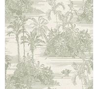 Muriva Eden Tropical Toile Palmeras Papel Pintado Verde Oliva Papel de Pared Decorativo M37304