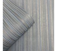 Papel Tapiz Venezia Rayas Vinilo Brillante Metálico Relieve Muriva M66501 Azul