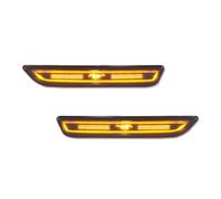 MURKKD 2 luces LED de posición laterales for parachoques delantero y trasero con diseño logotipo caballo 3D for Ford Mustang 2015-2018(DEEP BLUE)