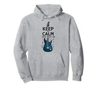 Muro de Amantes de la música Keep Calm and Rock On Guitar Sudadera con Capucha, Unisex para Adultos, Gris Jaspeado, XXL