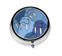 Muro de morsa, Pastillero, Pastillero redondo Pequeño contenedor de pastillas Organizador de pastillas de viaje