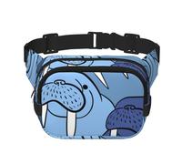 Muro de morsa,Riñonera Cuadrada de Doble Capa, Bolso de Viaje, Bolso Informal para el Pecho.