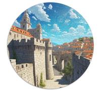 Muros de la Ciudad de Dubrovnik 1000 Piezas Puzzles Edificio Rompecabezas Redondo para 14 Años O Más Juego Familiar Pasatiempos Aprendizaje Juguetes 1000pcs (67.5x67.5cm)