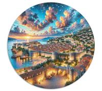 Muros de la Ciudad de Dubrovnik 1000 Piezas Rompecabezas Edificio Puzzle Circular para Adultos Y Niños Juego De Habilidad para Toda La Familia Pasatiempos Aprendizaje Juguetes 1000pcs (67.5x67.5cm)