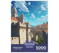 Muros de la Ciudad de Dubrovnik 1000 Piezas Rompecabezas Familiar Edificio Inteligencia Juguete Entretenimiento Creativo Diversión Educativo 70x50cm/1000pcs