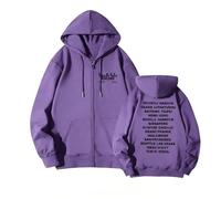 MURQ Easy Crazy Hot Sudadera con Capucha de algodón con Soporte Impreso Merch Sudadera con Cremallera Highstreet Camisas Unisex(Purple,2XL)