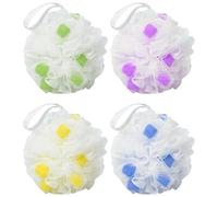 MURRI&MURRDI Esponja de ducha corporal, esponja de baño exfoliante, paquete de 4, esponja de baño exfoliante, esponja de ducha de lufa, bonita esponja de ducha (4 colores)