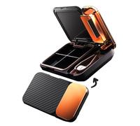 MURRI&MURRDI Organizador de píldoras con divisor de pastillas, triturador de píldoras portátil para bolsillo de bolso, cortador de píldoras para pastillas pequeñas o grandes, estuche pequeño para